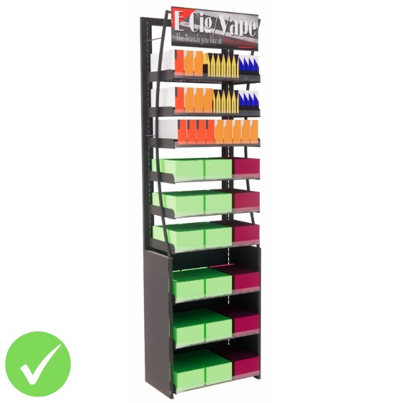 2ft HP Vape Display Fixture, 37 Facings (BASIC SERIES)