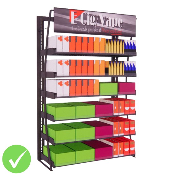 3ft LP Vape Display Fixture, 47 Facings (BASIC SERIES)