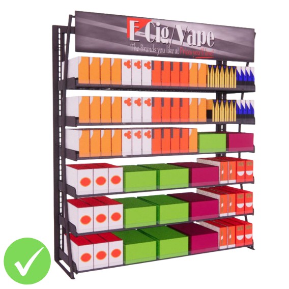 4ft LP Vape Display Fixture, 57 Facings (BASIC SERIES)